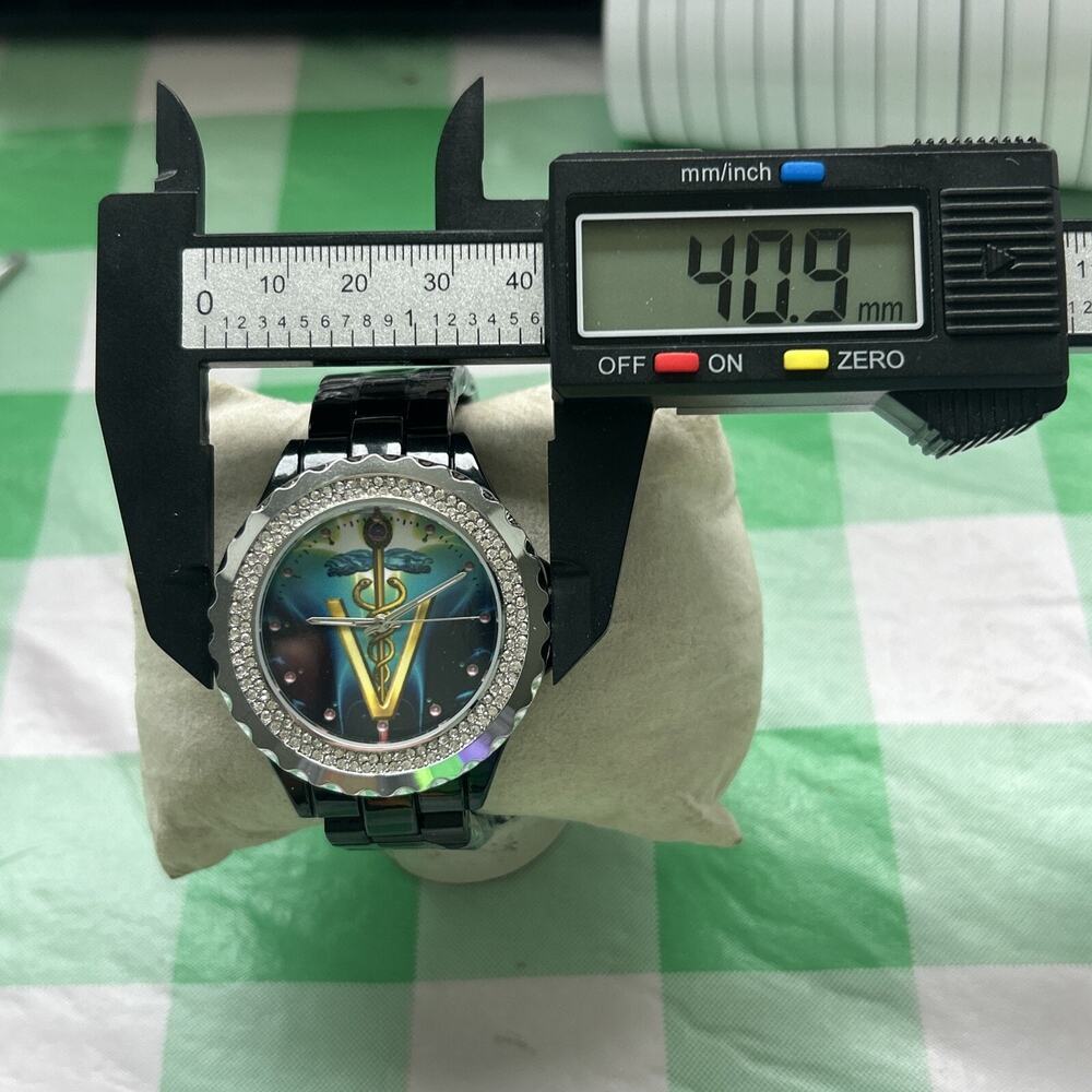 Zazzle Unique Dial Design Rhinestone Bezel Quartz Watch - Picture 5 of 6